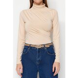 Trendyol Stone Gathered Detail High Neck Snaps Elastic Knitted Bodysuit | Shoptok.si
