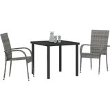 vidaXL Vrtni set za objed 3 pcs Siva Poli ratan | shoptok.hr