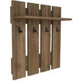 Puqa Design Temno rjava stenska polica s 4 obešalniki Carina | Shoptok.si