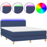  Krevet box spring s madracem LED plavi 140x190 cm od tkanine | shoptok.hr