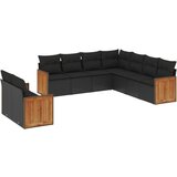 Maison Chic Seti vrtnega pohištva - Vrtna garnitura - Vrtni pohištvo set 9-delna z blazinami črn poli ratan, (21805192) | Shoptok.si