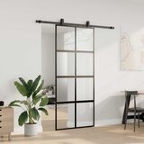  Klizna vrata s priborom crna 90 x 205 cm kaljeno staklo | shoptok.hr