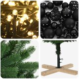  Umjetno božićno drvce s kuglicom 180 cm 300 LED lampica - 180 cm s LED-ima i crnim lopticama | shoptok.hr
