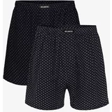 Atlantic Men's Classic Boxer Shorts with Buttons 2PACK - Navy Blue with Pattern