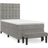 The Living Store Box spring postelja z vzmetnico svetlo siva 80x200 cm žamet - Box Spring Postelja, (21491856) | Shoptok.si