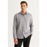 ALTINYILDIZ CLASSICS Men's Gray Slim Fit Slim Fit Classic Collar Cotton Dobby Shirt. Cene