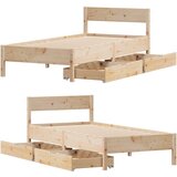 vidaXL Okvir kreveta bez madraca 75 x 190 cm od masivne borovine | shoptok.hr
