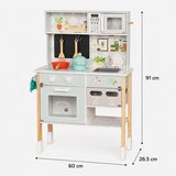 Ginger Home dečija drvena kuhinja sa elektronskom pločom za kuvanje, mikrotalasnom pećnicom, rernom, sudoperom I dodacima, od punog drveta | Eponuda.com