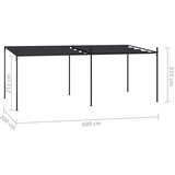  Sjenica s pomičnim krovom 600 x 300 x 233 cm antracit | shoptok.hr