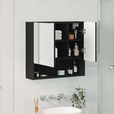 vidaXL Ogledalna omara s polico Črna 59 x 17 x 55 cm Konstruiran les | Shoptok.si