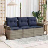  Vrtna sedežna garnitura z blazino 3 pcs Siva Poly ratan, (5000063394) | Shoptok.si
