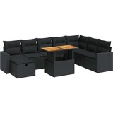vidaXL 9-dijelni set vrtnih sofa s jastucima crni od poliratana bagrem | shoptok.hr