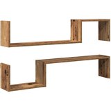vidaXL Stenske police 2 kosa starega lesa 100x15x20 cm inženirski les | Shoptok.si