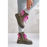 EVENTO Women's Platform Ankle Boots with Lace Up Leopard Pattern Green Edidda | Eponuda.ba