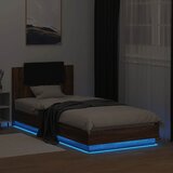  Okvir za krevet s uzglavljem i LED svjetlima boja smeđeg hrasta Smeđa 100 x 200 cm | shoptok.hr