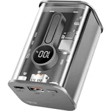 Power bank 10000 mAh\, 1x USB-A\, 1x USB-C\, z zaslonom\, PD &amp\, QC\, transp. PA0306 akumulatorski paket 10000 mAh Li-Ion transparentna, (20635856)
