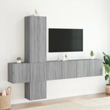  5-dijelni zidni TV elementi siva boja hrasta konstruirano drvo | Shoptok.si
