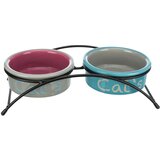 Trixie set keramičkih zdjelica Eat on Feet - 2 x 300 ml, Ø 12 cm (svijetlo siva / prljavo ružičasta / svijetlo plava) Cijene