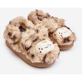 Kesi Children's fur slippers with teddy bear, Beige Apolania Cene
