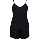 Trendyol Curve Plus Size Pajama Set - Black - Plain | shoptok.hr