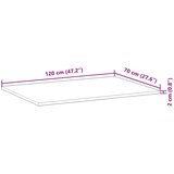  Ploča za radni stol neobrađena 120x70x2 cm od bagremovog drva | shoptok.hr