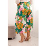 Kesi Włoski Women's Plus Size viscose trousers with floral pattern orange | Shoptok.si