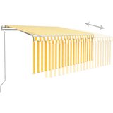 vidaXL Avtomatska tenda s senčilom LED + senzor 3,5x2,5 m rumena/bela | Shoptok.si