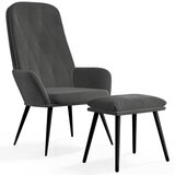vidaXL Stol za sproščanje s stolčkom temno siv žamet, (20957606) | Shoptok.si