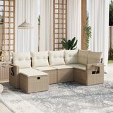 Maison Chic Seti vrtnega pohištva - Vrtna garnitura - Vrtni pohištvo set 6-delna z blazinami bež poli ratan, (21805009) | Shoptok.si