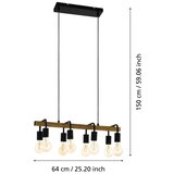 Eglo 43316 - luster na sajli erribera 8xE27/40W/230V hrast/crna | Eponuda.com