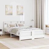 vidaXL Konstrukcija postelje Bela 150 x 200 cm Trdna borovina | Shoptok.si