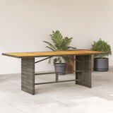  The Living Store Vrtna miza z leseno akacijevo ploščo siva 190x80x75 cm PE ratan - Vrtna Miza, (21473956) Cene