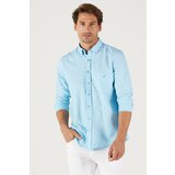 AC&Co / Altınyıldız Classics Men's Light Blue Slim Fit Slim Fit Button-down Collar Cotton Oxford Shirt with Pocket. Cene