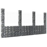  Gabionska košara U-oblika s 4 stupa 380 x 20 x 200 cm željezna | shoptok.hr