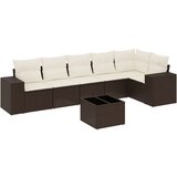 vidaXL 7-dijelni set vrtnih sofa od poliratana s jastucima smeđi | shoptok.hr