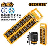 Ingco set udarnih nasadnih ključeva 1/2" HKISSD12186, 18 delova, 10–32 mm Cene