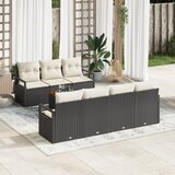 vidaXL 8 delni vrtni kavč s blazinami Črn Poli ratan Acacia | Shoptok.si