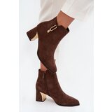 Boto Women's heeled ankle boots with gold details brown Kalivra Cene