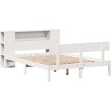 vidaXL Knjižna postelja brez vzmetnice bela 140x200 cm trdna borovina | Shoptok.si