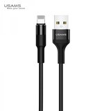 Usams podatkovni kabel SJ220 Lightning 2A dožina 1,2 m - pleten najlon črn | Shoptok.si