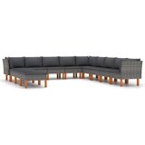 The Living Store Vrtna sedežna garnitura z blazinami 12-delna poli ratan siva - Vrtna Sedežna Garnitura, (21460054) | Shoptok.si
