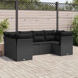  6-dijelni set vrtnih sofa s jastucima crni od poliratana | shoptok.hr
