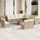 Maison Chic Seti vrtnega pohištva - Vrtna garnitura - Vrtni pohištvo set 14-delna z blazinami bež poli ratan, (21810014) | Shoptok.si