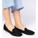 Gemre Black women's eco-suede embroidered ballet flats Ronna | shoptok.hr