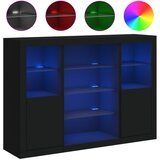 Maison Chic Komoda - Predalnik z LED diodami 3 kosi črn inženirski les, (21722049) Cene