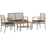  The Living Store Vrtna sedežna garnitura 4-delna z blazinami siv poli ratan - Vrtna Jedilna Garnitura, (21478628) | Shoptok.si