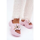 Boto Women's Foam Slippers On Massive Platform With Golden Decorations Pink Ivoriel | Shoptok.si