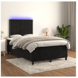  Krevet box spring s madracem LED crni 120 x 200 cm baršun | shoptok.hr