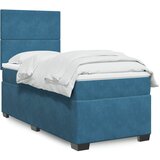 vidaXL Box spring postelja z vzmetnico modra 90x200 cm žamet Cene
