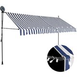 vidaXL Ročno zložljiva tenda z LED lučmi 400 cm modra in bela Cene